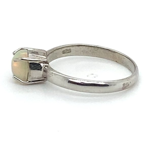 White Precious Opal .90ct Platinum Finish Solid 925 Sterling Silver Ring - Picture 7 of 7